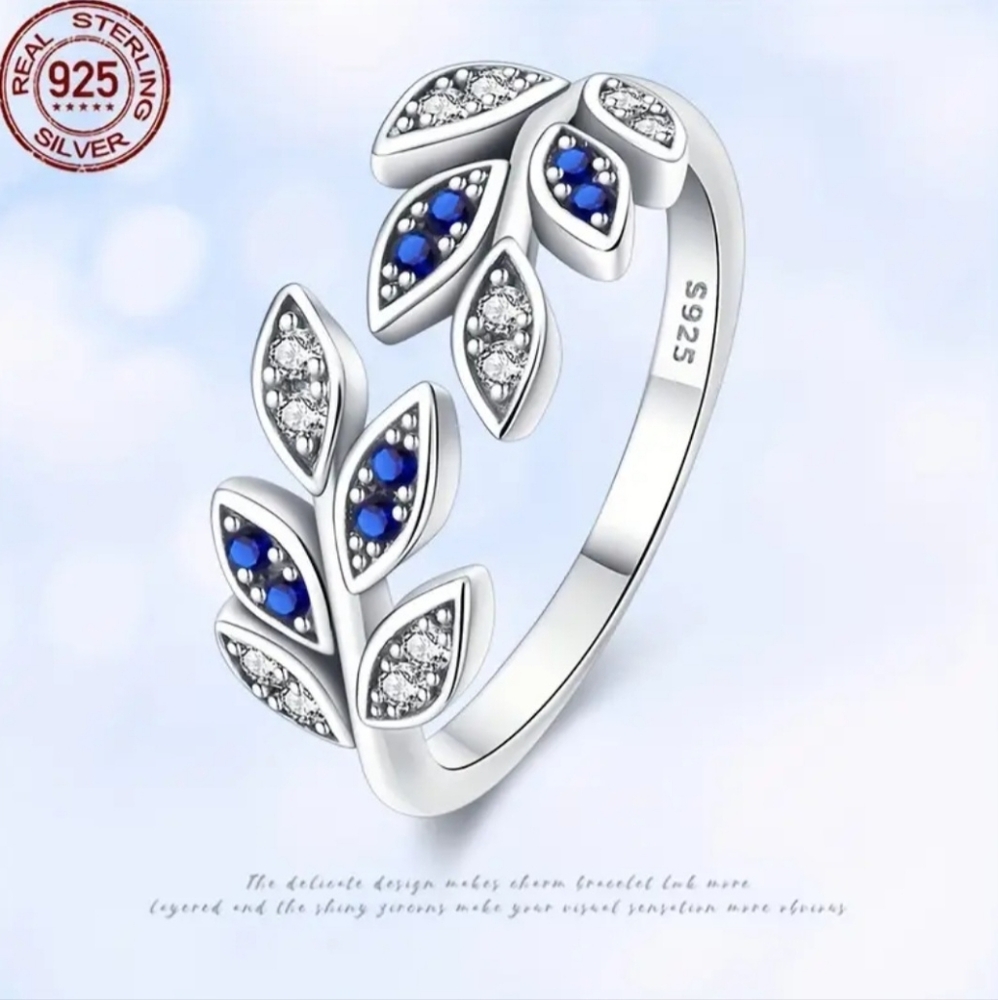 925 Sterling Silver Ladies Ring Original Leaf Ring Fine Engagement Wedding